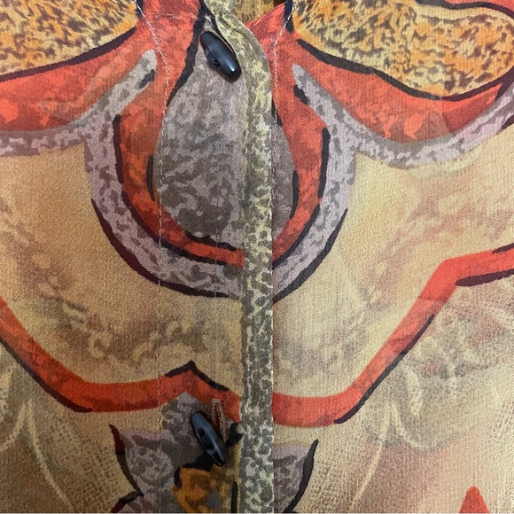 Dana Buchman sheer Japanese type kimono. 3/4 length. In floral/abstract pattern - Picture 4 of 7